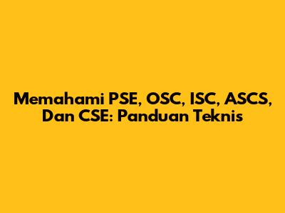 Memahami PSE, OSC, ISC, ASCS, Dan CSE: Panduan Teknis