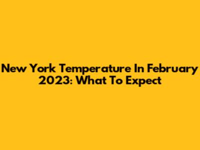 New York Temperature In February 2023: What To Expect