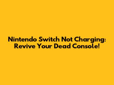 Nintendo Switch Not Charging: Revive Your Dead Console!