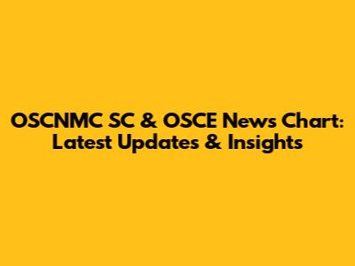 OSCNMC SC & OSCE News Chart: Latest Updates & Insights