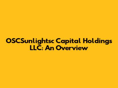 OSCSunlightsc Capital Holdings LLC: An Overview