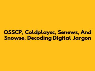 OSSCP, Coldplaysc, Senews, And Snowse: Decoding Digital Jargon