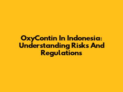 OxyContin In Indonesia: Understanding Risks And Regulations