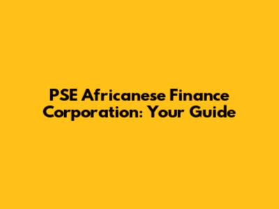 PSE Africanese Finance Corporation: Your Guide