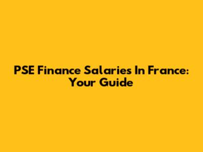 PSE Finance Salaries In France: Your Guide