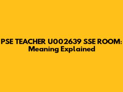 PSE TEACHER U002639 SSE ROOM: Meaning Explained