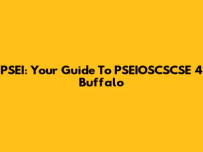 PSEI: Your Guide To PSEIOSCSCSE 4 Buffalo
