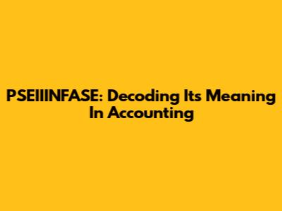 PSEIIINFASE: Decoding Its Meaning In Accounting