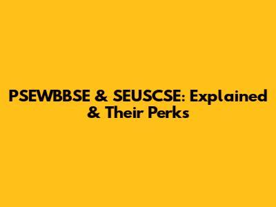 PSEWBBSE & SEUSCSE: Explained & Their Perks