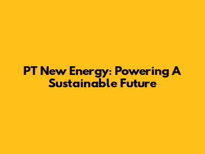 PT New Energy: Powering A Sustainable Future