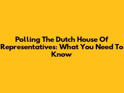 Polling The Dutch House Of Representatives: What You Need To Know