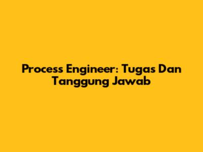 Process Engineer: Tugas Dan Tanggung Jawab