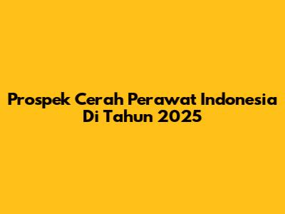 Prospek Cerah Perawat Indonesia Di Tahun 2025