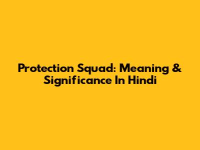 Protection Squad: Meaning & Significance In Hindi