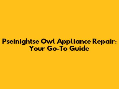 Pseinightse Owl Appliance Repair: Your Go-To Guide