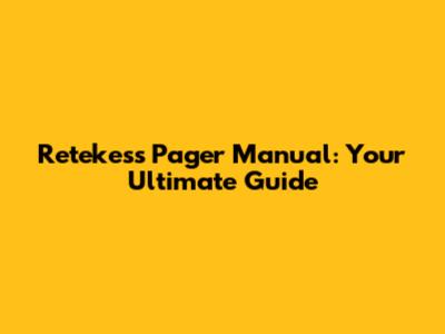 Retekess Pager Manual: Your Ultimate Guide