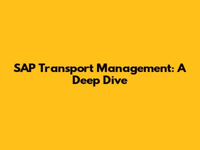 SAP Transport Management: A Deep Dive