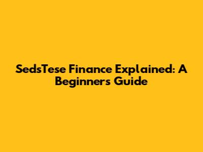 SedsTese Finance Explained: A Beginner's Guide