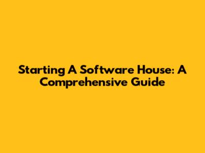Starting A Software House: A Comprehensive Guide