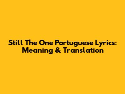 Still The One Portuguese Lyrics: Meaning & Translation