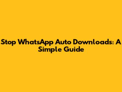Stop WhatsApp Auto Downloads: A Simple Guide