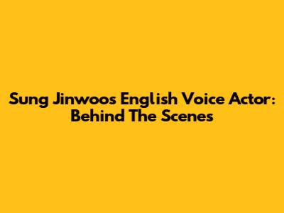 Sung Jinwoo's English Voice Actor: Behind The Scenes