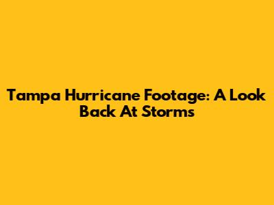Tampa Hurricane Footage: A Look Back At Storms