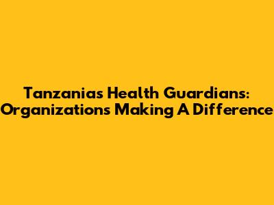 Tanzania's Health Guardians: Organizations Making A Difference