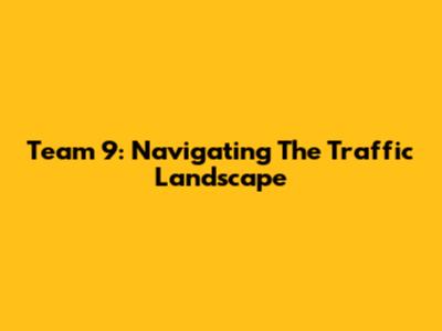 Team 9: Navigating The Traffic Landscape
