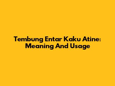 Tembung Entar Kaku Atine: Meaning And Usage