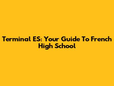 Terminal ES: Your Guide To French High School