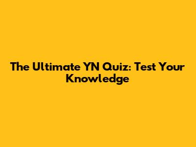 The Ultimate YN Quiz: Test Your Knowledge