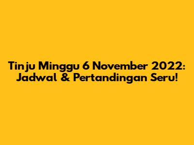 Tinju Minggu 6 November 2022: Jadwal & Pertandingan Seru!
