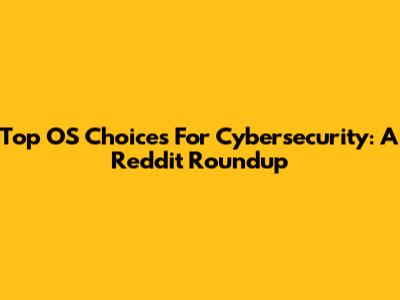 Top OS Choices For Cybersecurity: A Reddit Roundup
