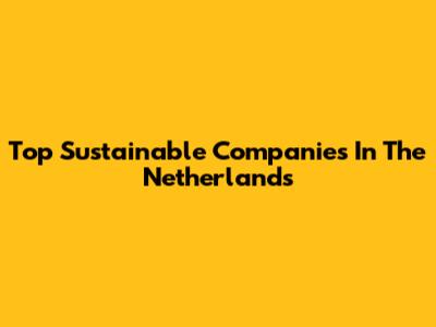 Top Sustainable Companies In The Netherlands