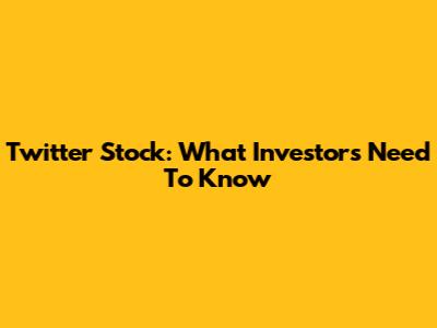 Twitter Stock: What Investors Need To Know