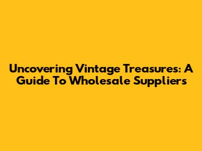 Uncovering Vintage Treasures: A Guide To Wholesale Suppliers