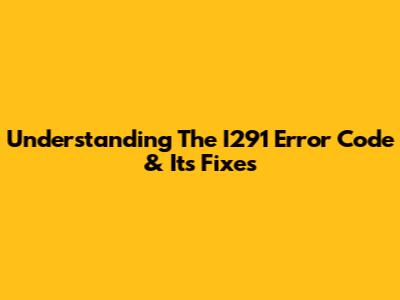 Understanding The I291 Error Code & Its Fixes