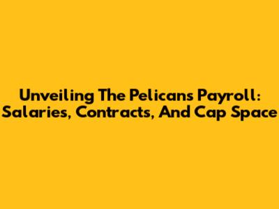Unveiling The Pelicans' Payroll: Salaries, Contracts, And Cap Space