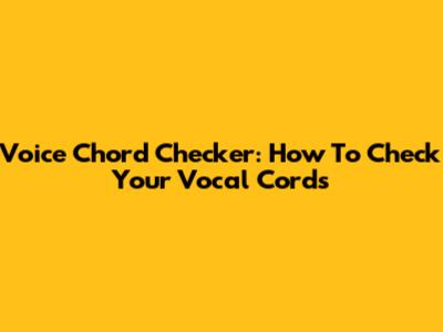 Voice Chord Checker: How To Check Your Vocal Cords