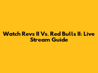 Watch Revs II Vs. Red Bulls II: Live Stream Guide