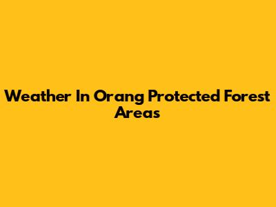 Weather In Orang Protected Forest Areas